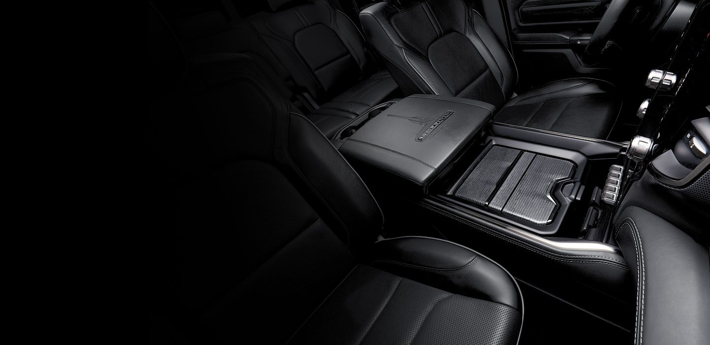 All the compartments on the center console in the 2020 Ram 1500 are closed.