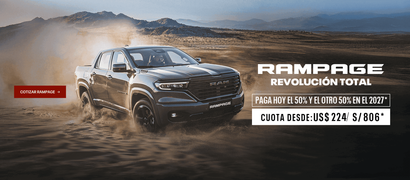 RAM Rampage color gris avanzado en la arena del desierto